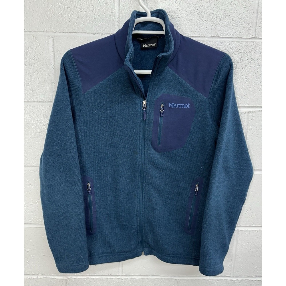 Marmot Wrangell Jacket Thermal Pro Polartec Fleece Denim Indigo / Mens Medium